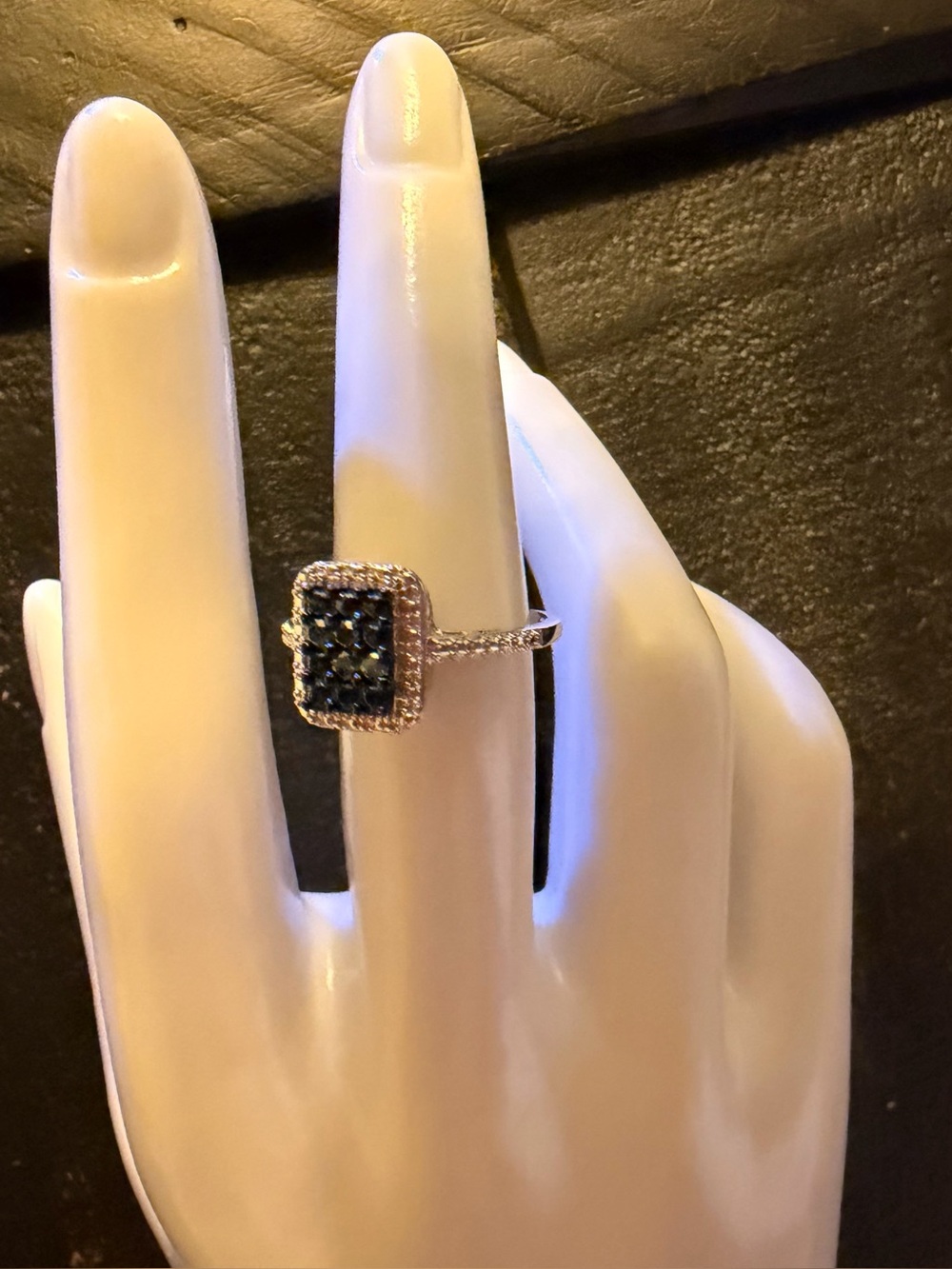 Sterling Silver Blue & White Diamond Halo Ring-0.15 CTW Genuine Diamonds - Picture 8 of 9